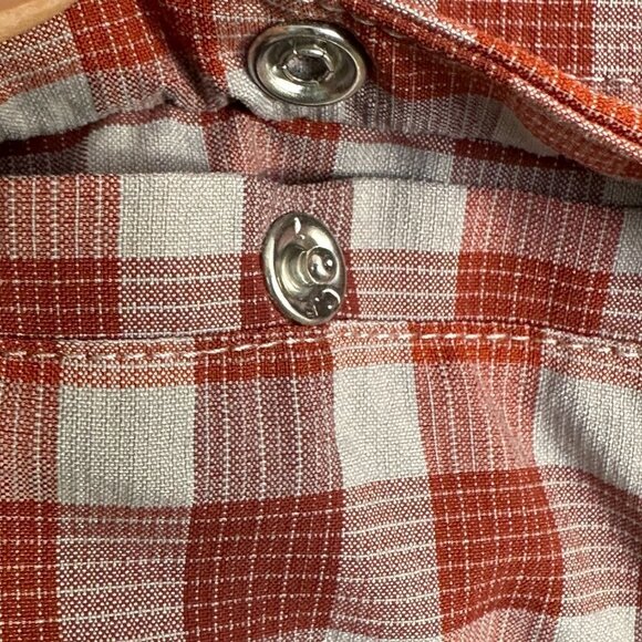 REI Coop Shirt Mens Small Button Up Orange Plaid Short Sleeve Breathable Pockets - Picture 5 of 9